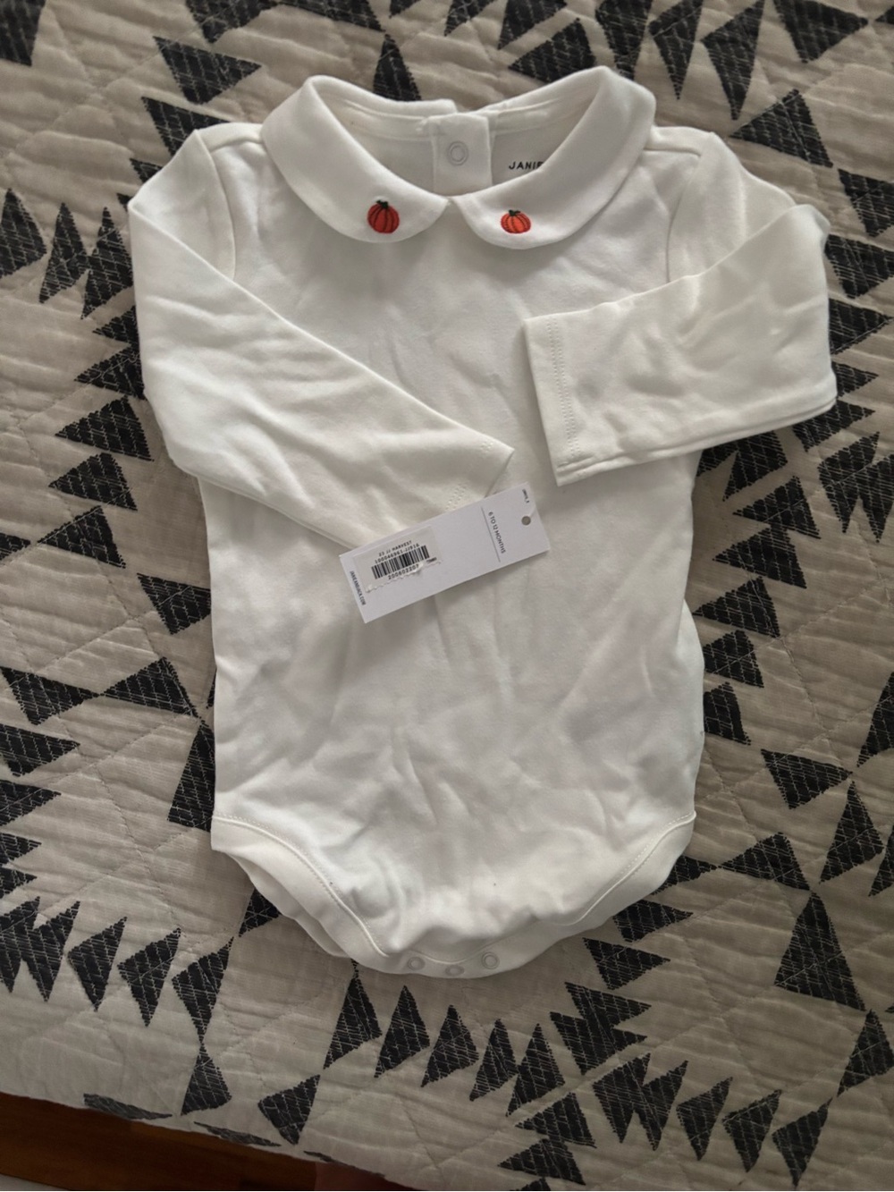 NWT Janie and Jack Pumpkin Collar Baby Bodysuit 6-12 months